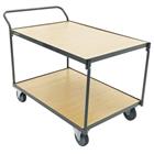 Plateauwagen 2 houten plateaus - Draagvermogen 250 kg - Verticale stang - Manutan Expert